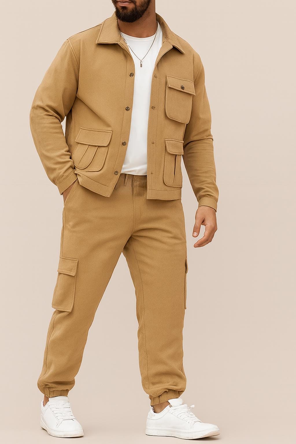 Men’s Casual Two-Piece Suit | Multi-Pocket Jacket & Pants | Streetwear Co-Ord Set